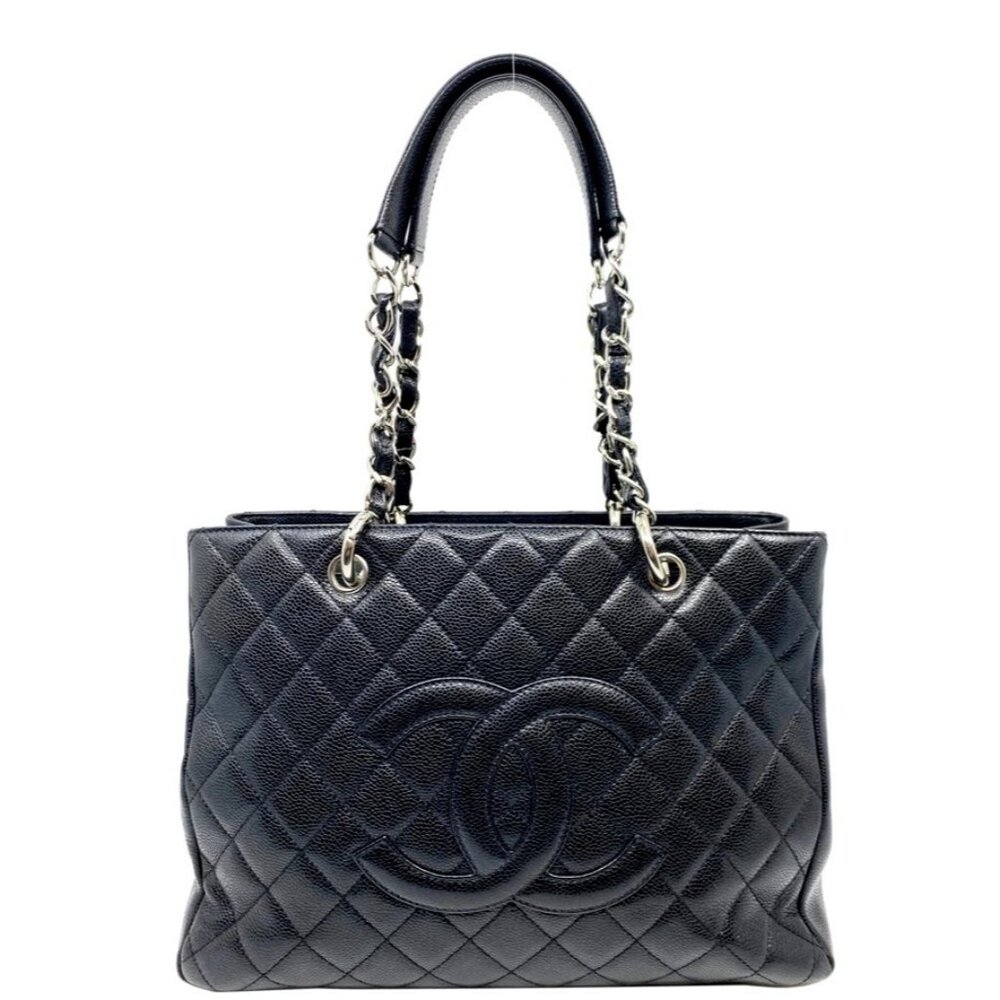 Authentic CHANEL GST Caviar Grand Shopping Tote Quilted Chain Shoulder Bag Purse - Picture 2 of 16